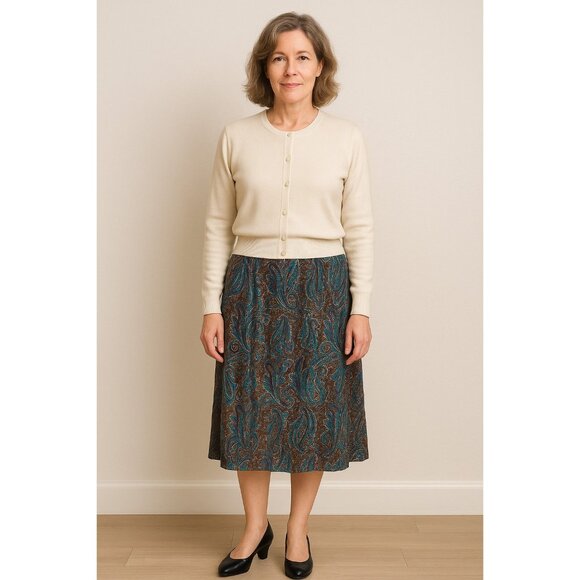 Vintage Laura Jean Paisley Skirt Size 10 Rayon Midi Boho 80s 90s Made in USA - Picture 1 of 7